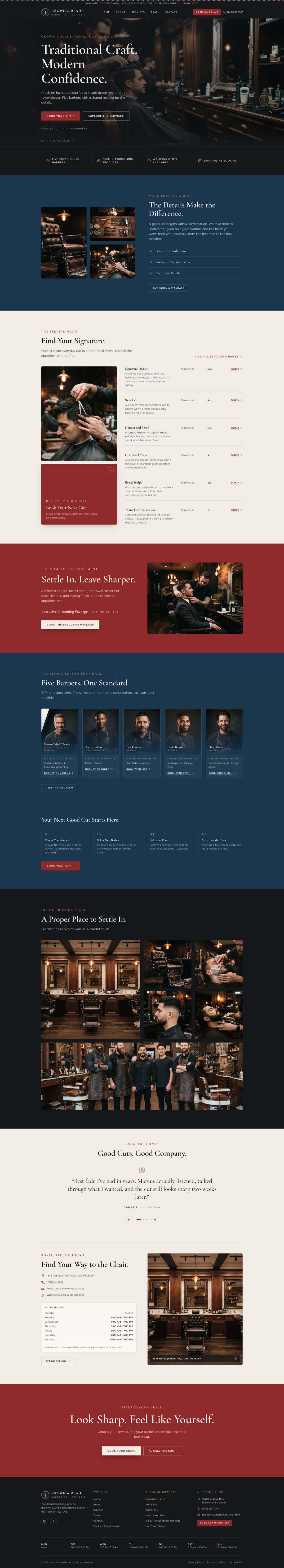 Crown & Blade full homepage preview